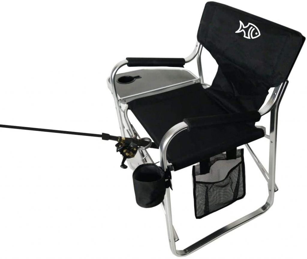 Backpack Fishing Chair with Cup and Rod Holder Black