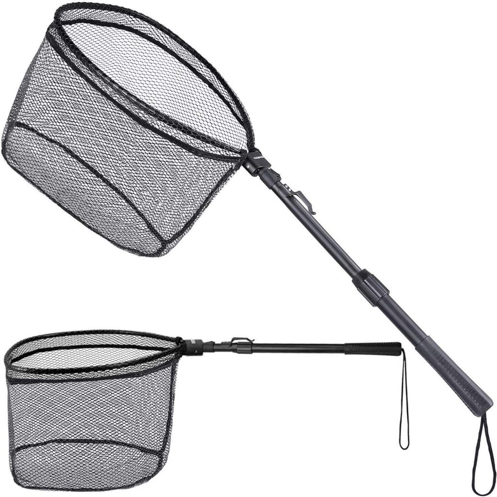 folding landing net with collapsible handle