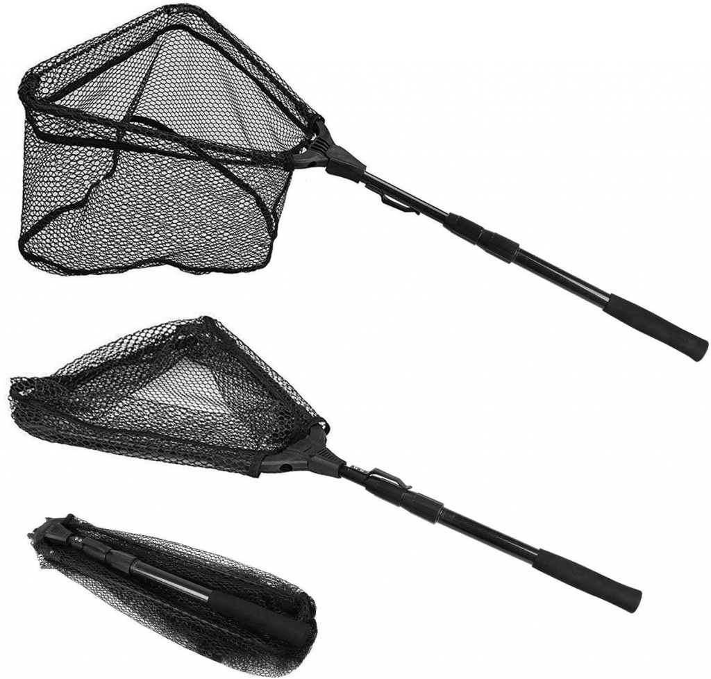 folding landing net with collapsible handle